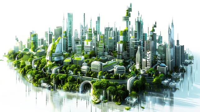 Sustainable urbanism with green architecture harmonizing with nature for future cities