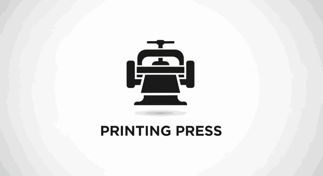 Vintage Printing Press Icon Representing Graphic Design and Publishing.
