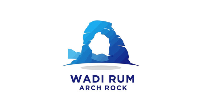 Wadi Rum Arch Rock Logo Design on White Background.