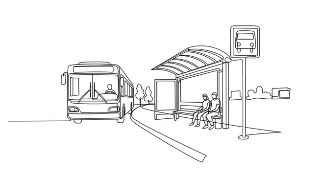 People sitting on bus stop bench.