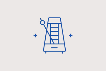 Metronome line icon for tempo maintenance and musical practice. Rhythmic illustration for piano lesson apps and orchestral rehearsal guides. © HenryFord