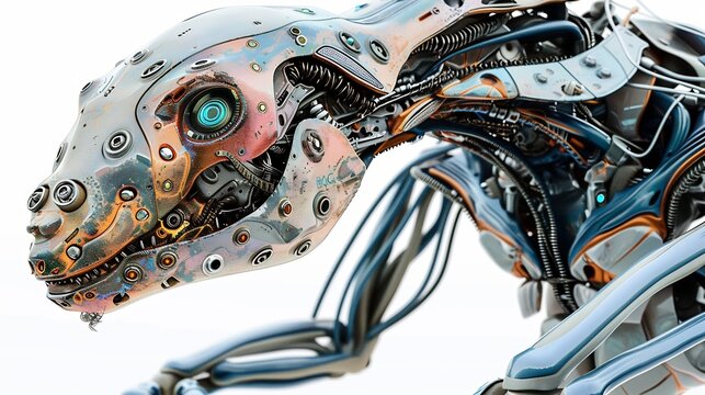 Futuristic robotic animal with intricate mechanical details and metallic texture