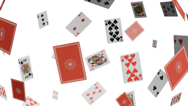 Floating Playing Cards Against Black Background