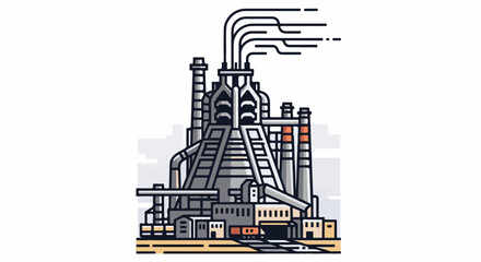 Obraz premium Industrial complex with towering structures and smoke stacks