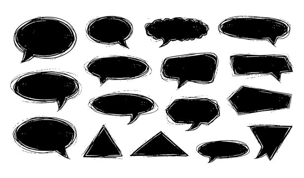 Grunge Geometric Text Boxes Vector Set &ndash; Hand Drawn Chalk Frames Collection