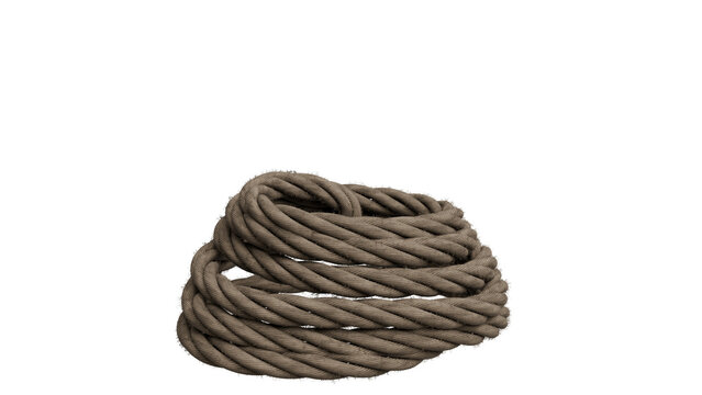 Coiled Hemp Rope on Black Background