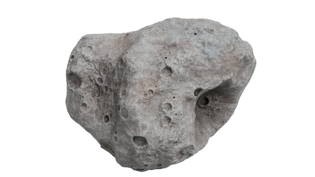 Textured Grey Meteorite on Black Background