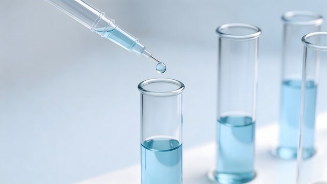 Test tubes with liquid being added