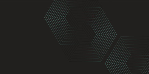 Dynamic turquoise neon hexagonal lines form a striking geometric pattern on a black background, evoking modern technology, futuristic design, and digital aesthetics © MUHAMMAD