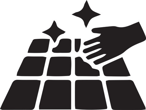 Cleanliness in a Glance: A stylized depiction captures the essence of impeccable cleaning, showcasing the hand in the process of scrubbing, and clean floor