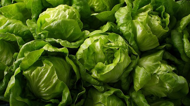 Awesome photo of fresh green heads of butterhead lettuce at a market.