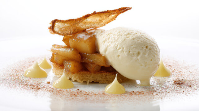 deconstructed apple tarte tatin with caramel sauce