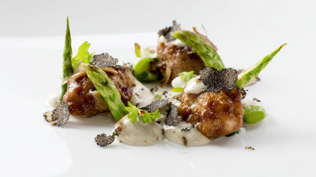 glazed sweetbreads with morel cream sauce