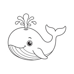 Obraz premium Cute Sea Animals Coloring Pages for Kids, Simple Ocean Animal Line Art, Printable Underwater Creatures Coloring Book
