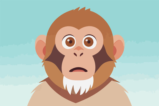 Cartoon Monkey with Surprised Expression Illustration