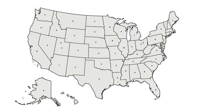 United States of America map with all states labeled clearly