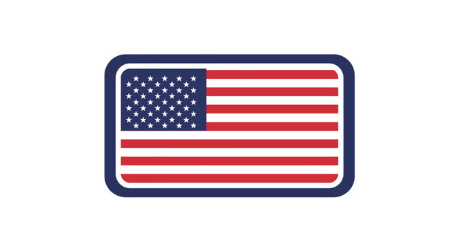 American flag with a blue border and rounded corners, representing patriotism and national pride