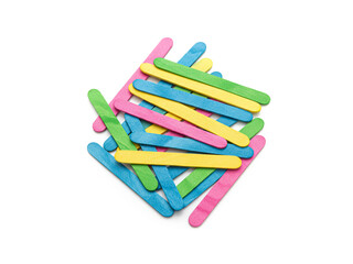 Fototapeta premium Colorful wooden craft sticks isolated on white background.