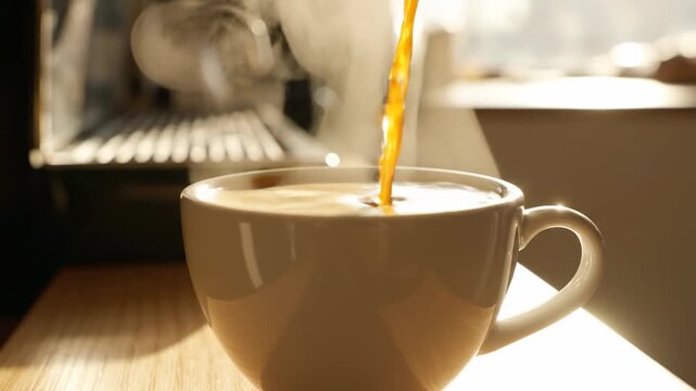 Pouring Coffee into a Cup A Morning Ritual.