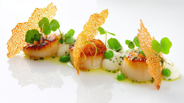 seared hokkaido scallops with coral tui