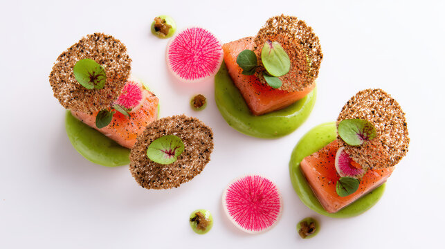 atlantic salmon confit with sorrel cream dish