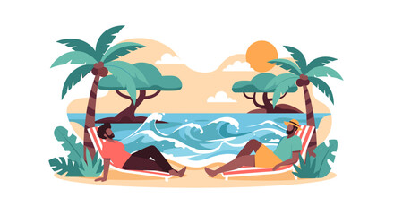 Obraz premium A modern graphic design featuring tropical leaves and geometric shapes, creating a fresh and vibrant border. Ideal for website headers, social media p