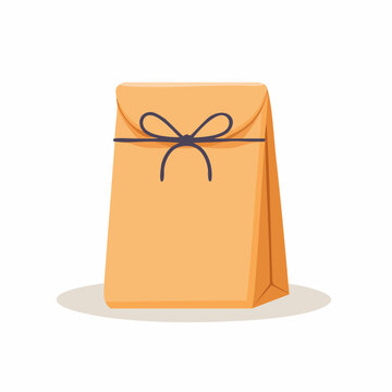 Brown paper gift bag tied with string
