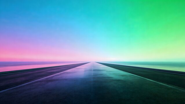 Colorful abstract road leading to horizon