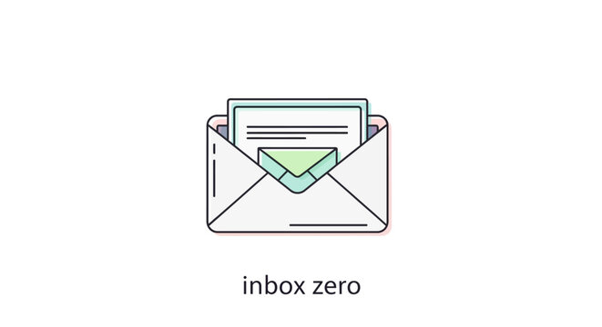 Minimalist illustration of an empty email inbox with inbox zero status.
