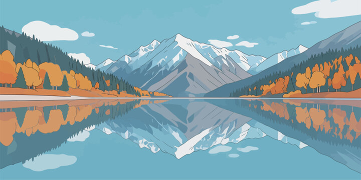 Autumn Mountain Lake Reflection Landscape