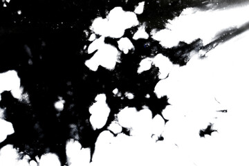 Obraz premium Abstract grunge black ink paint distressed texture rips tears and rust transparent crumpled industrial overlay background