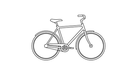 Obraz premium A simple black and white line drawing depicts a classic road bicycle viewed from the side showcasing its frame and wheels