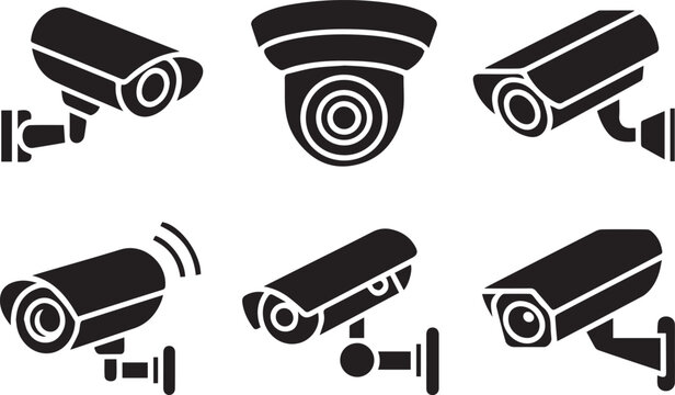 Set of security surveillance cameras icons