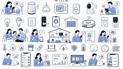 Smart Home Pack. Connected Device Editorial Illustration Set © Alex