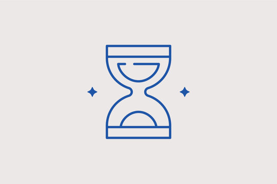 Hourglass line icon for time management and pending processes. Temporal vector illustration for waiting screens and historical timeline designs.