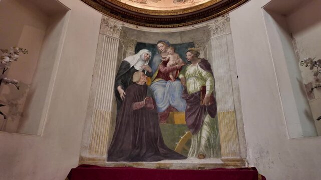 Ponzetti Chapel And Madonna With Saints Fresco By Baldassarre Peruzzi Rome
