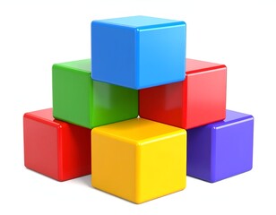 Fototapeta premium Colorful Building Blocks Stacked in a Pyramid Shape.
