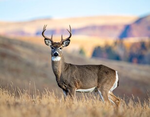 Obraz premium Large buck deer in natural habitat.