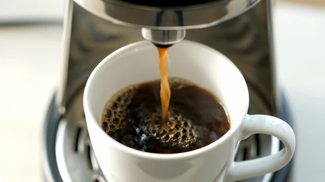 Freshly Brewed Coffee A Morning Ritual in Motion.