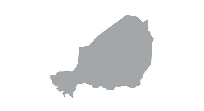 A grayscale silhouette depicts the geographical outline of the nation of niger africa high quality professional detailed modern