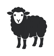 Black sheep vector icon, minimalist farm animal silhouette, fluffy wool sheep illustration, flat livestock symbol for organic farming and wool production © Ahmad