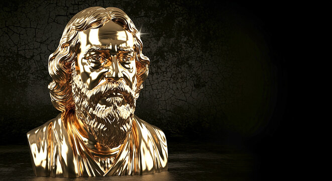 Rabindranath Tagore Jayanti Creative Illustration Blending Traditional Indian Art with Modern Digital Aesthetics