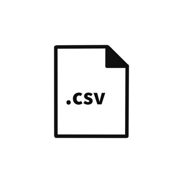 CSV File Icon Flat Minimal Symbol White on Black Background &ndash; Data