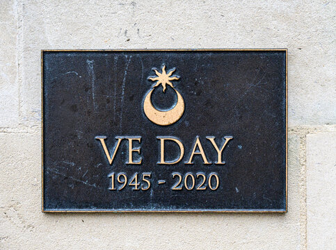 VE day plaque in Portsmouth to commemorate victory in Europe at the end of WW2.