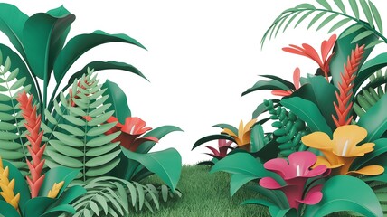 Obraz premium Tropical palm tree leaves on a beach creating a relaxing summer island scene