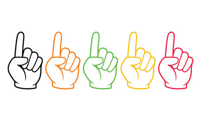 Fototapeta premium Colorful hand gestures with one finger raised in sequence