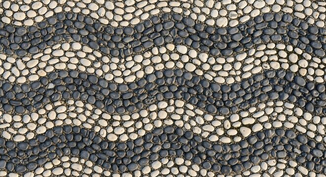 Abstract Wavy Pattern of Black and White Pebbles.