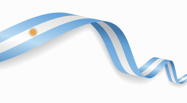 Argentinian flag waving ribbon, symbolizing national pride, ideal for patriotic badges, certificates, or cultural design themes and national holidays. Vector illustration.