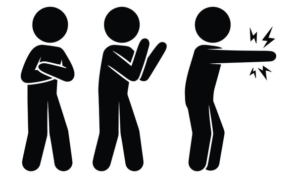 Three stages of an electric shock from a static discharge encounter