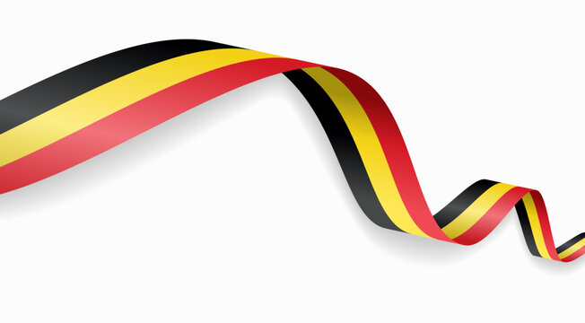 Belgian flag waving ribbon design for national holidays. Vector illustration.